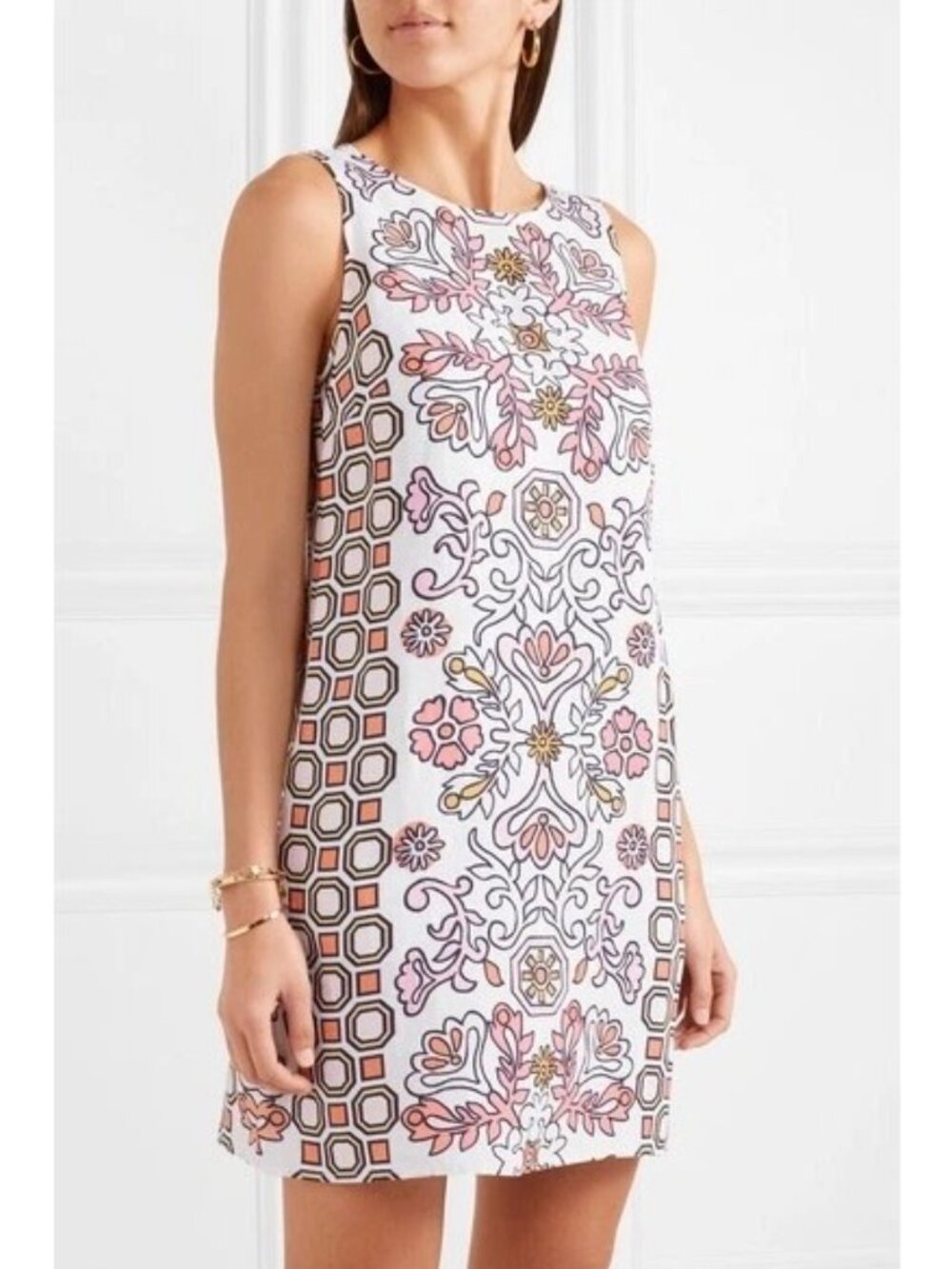 Tory Burch Hicks Garden Party Mini Shift Dress Floral Linen Blend Womens XS - Picture 9 of 9